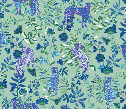 Wanderlust Big Cats Quilting Cuddle - Blue