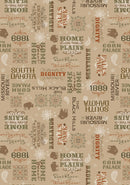 Quilt Dakota Shop Hop - Quilting Fabric - South Dakota Words - Tan