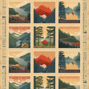 Paddle & Pine craft panel with vintage-style outdoor poster blocks in red, cream, and blue