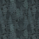 Paddle & Pine Trees Navy fabric with tonal pine trees on dark navy