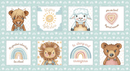 Boho Buddies Block Panel - 1723P-16 Lt. Teal - Fabric Bash