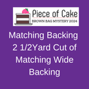 Brown Bag Mystery 2024 Matching Backing - Fabric Bash