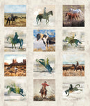 Cattle Drive - Quilting Fabric - Horse Panel - Fabric Bash