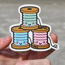 Cute Thread Spool Trio Sticker - Fabric Bash