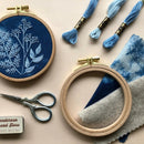Cyanotype Botanicals- Beginner Embroidery Diy Craft Kit - Fabric Bash