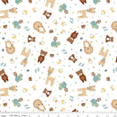 Flannel Baby Boy Animal Toss White - Fabric Bash