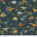Flannel Cretaceous Jungle Dinos - Navy - Fabric Bash