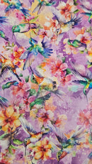 Flight of Fancy – Cotton – Happy Hummingbirds – Purple - Fabric Bash