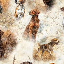 Forest, Field, and Stream - Hunting Dogs Cream Background - Fabric Bash