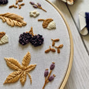 Full Embroidery Kit. Blackberries and Acorns - Fabric Bash