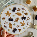 Full Embroidery Kit. Blackberries and Acorns - Fabric Bash
