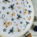 Full Embroidery Kit. Bumble Bee Honeycomb - Fabric Bash