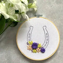 Full Embroidery Kit. Floral Lucky Horseshoe Hoop Art. - Fabric Bash