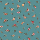 Garden of Affection - Quilting Fabric - Rose Bud - Dark Teal - Fabric Bash