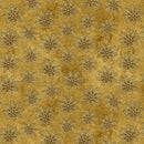 Gears & Garland - Quilting Fabric - Snowflakes- Gold - Fabric Bash