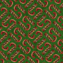 Gears & Garland - Quilting Fabric - Steampunk Candy Canes- Green - Fabric Bash