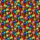 Gears & Garland - Quilting Fabric - Steampunk Christmas Bulbs - Blue - Fabric Bash