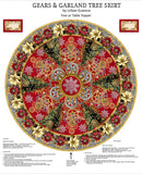 Gears & Garland - Quilting Fabric -Steampunk Christmas Tree Skirt Panel 36"-Multi - Fabric Bash