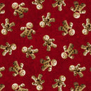 Gears & Garland - Quilting Fabric -Steampunk Gingerbread Men- Red - Fabric Bash
