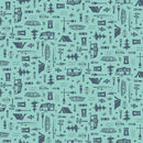 Happy Haven - Quilting Cotton Fabric - Let's Camp - Aqua - Fabric Bash