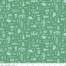 Happy Haven - Quilting Cotton Fabric- Let's Camp - Green - Fabric Bash