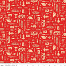 Happy Haven - Quilting Cotton Fabric- Let's Camp - Red - Fabric Bash