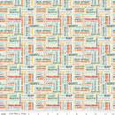 Happy Haven - Quilting Cotton Fabric - Text - White - Fabric Bash