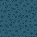 Holly and Hearth-Quilting Cotton Fabric- Flurries- Teal - Fabric Bash