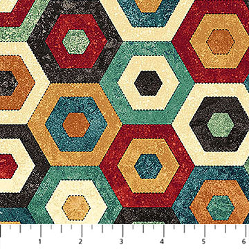 Stitchin' Stonehenge - Hexagon Shapes - Multi Beige