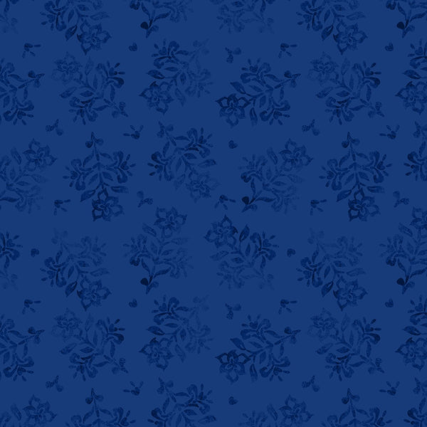 Floral Stamp-Navy