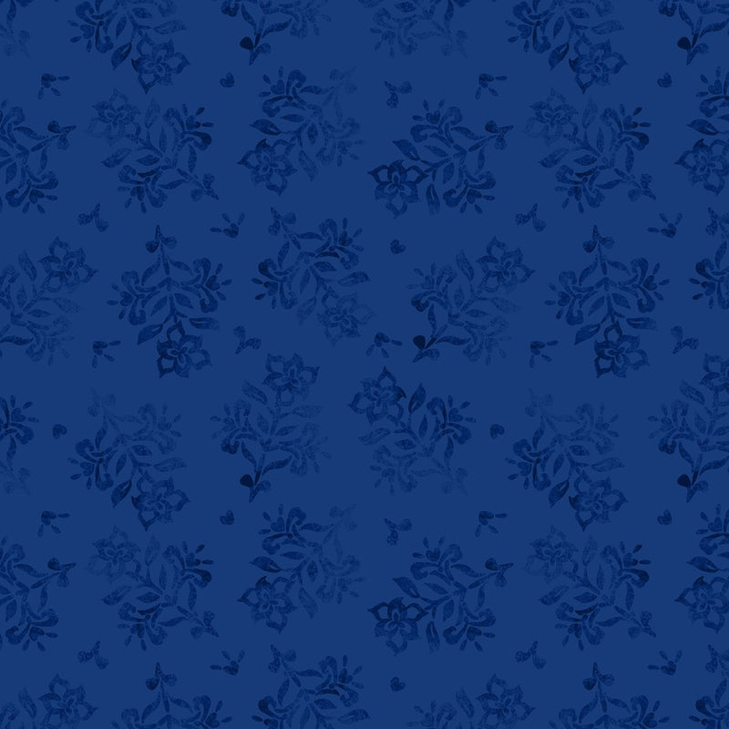Floral Stamp-Navy