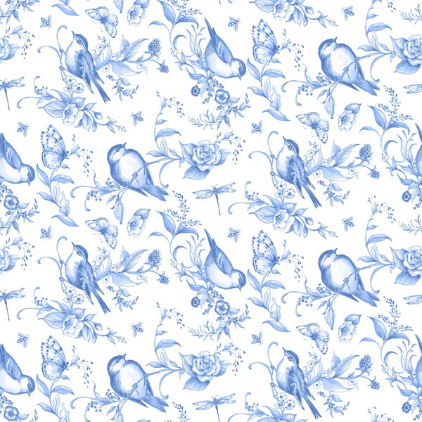Birds & Bees-White/Blue