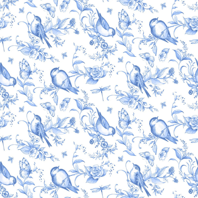 Birds & Bees-White/Blue