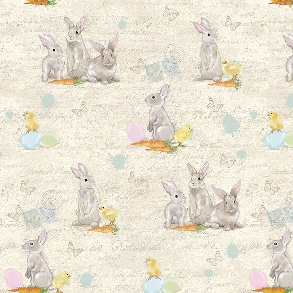 Bella Bunnies Allover Bunnies and Chicks - 8038-14 Cream