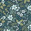 Holly and Hearth-Quilting Cotton Fabric- - Yule- Teal