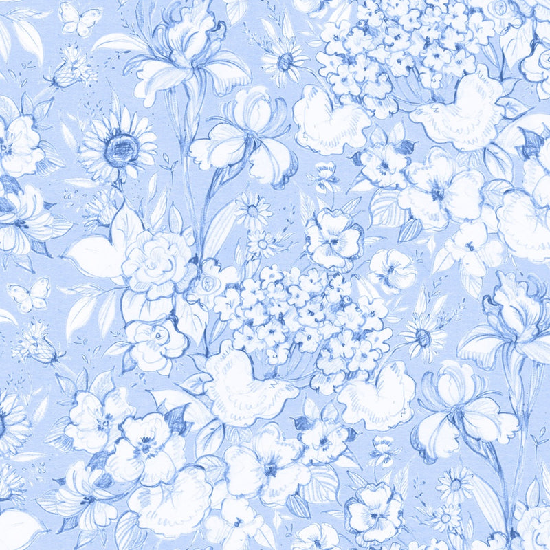 Packed Floral-Lt Blue/White