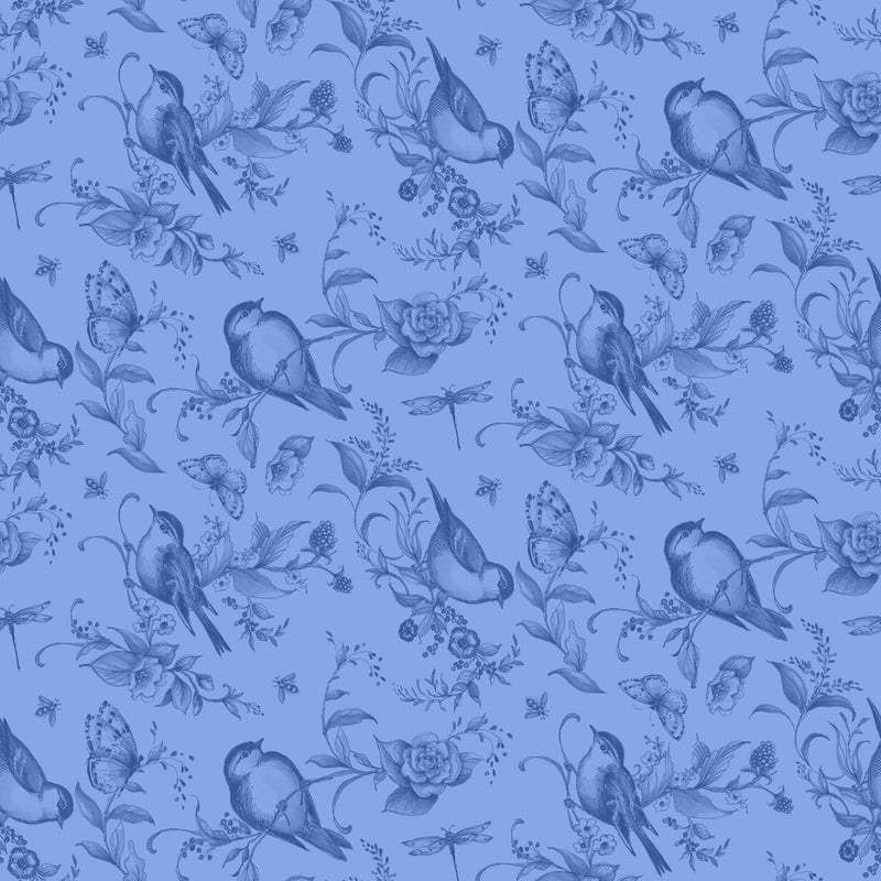 Birds & Bees-Blue/Dk Blue