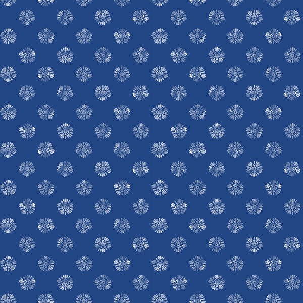 Floral Dots-Dk Blue/White
