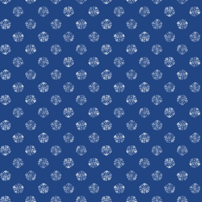 Floral Dots-Dk Blue/White