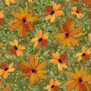JOYFUL GARDEN - Gerber Daisy - Green - Fabric Bash