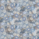 Kindly, Yours – Quilting Cotton Fabric – Floral Mementos – Blue/Taupe - Fabric Bash