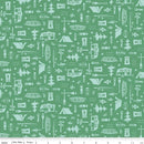 Happy Haven - Quilting Cotton Fabric- Let's Camp - Green