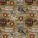 Military - Marines Camo Flag Multi - Fabric Bash
