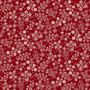 Nordic Holiday Village-Quilting Fabric-Floral Vines-Red Cream - Fabric Bash