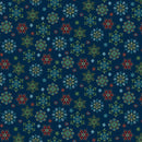 Nordic Holiday Village-Quilting Fabric-Snowflakes-Blue Multi - Fabric Bash