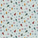 Nordic Holiday Village-Quilting Fabric-Tossed Trees-Ice Blue Multi - Fabric Bash
