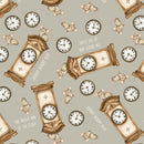 Nursery Rhyme Time - Quilting Fabric -Hickory Dickory Dock-Lt. Gray - Fabric Bash