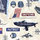 Patriot - Navy Allover - Cream - Fabric Bash
