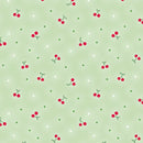 Peaches & Cream – Quilting Cotton – Sweet Cherries – Light Green - Fabric Bash