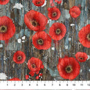 Poppy Meadow -Quilting Cotton Fabric- Charcoal Multi - Fabric Bash